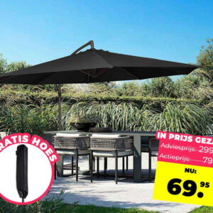 SEVVA® XXL Zweefparasol 3 Meter - Inclusief GRATIS Hoes t.w.v. €19,95! ... - Afbeelding 1